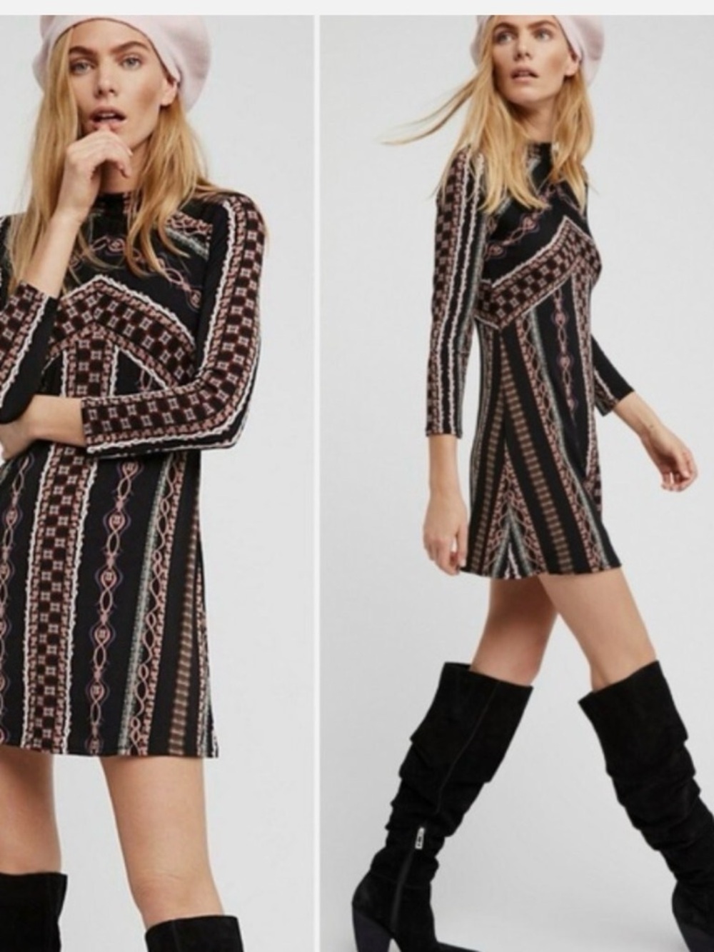 Free People Stella Dress, Size Medium Women, Mini, Long Sleeves, Stripes